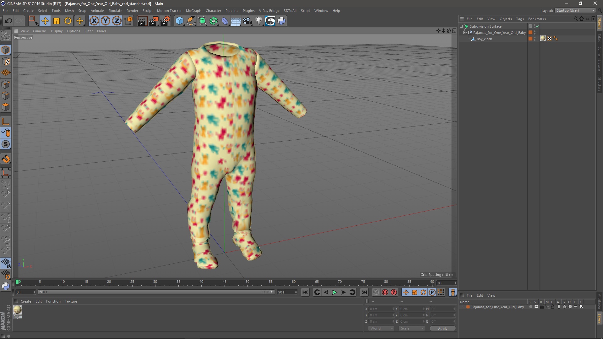 Pajamas for One Year Old Baby 3D model