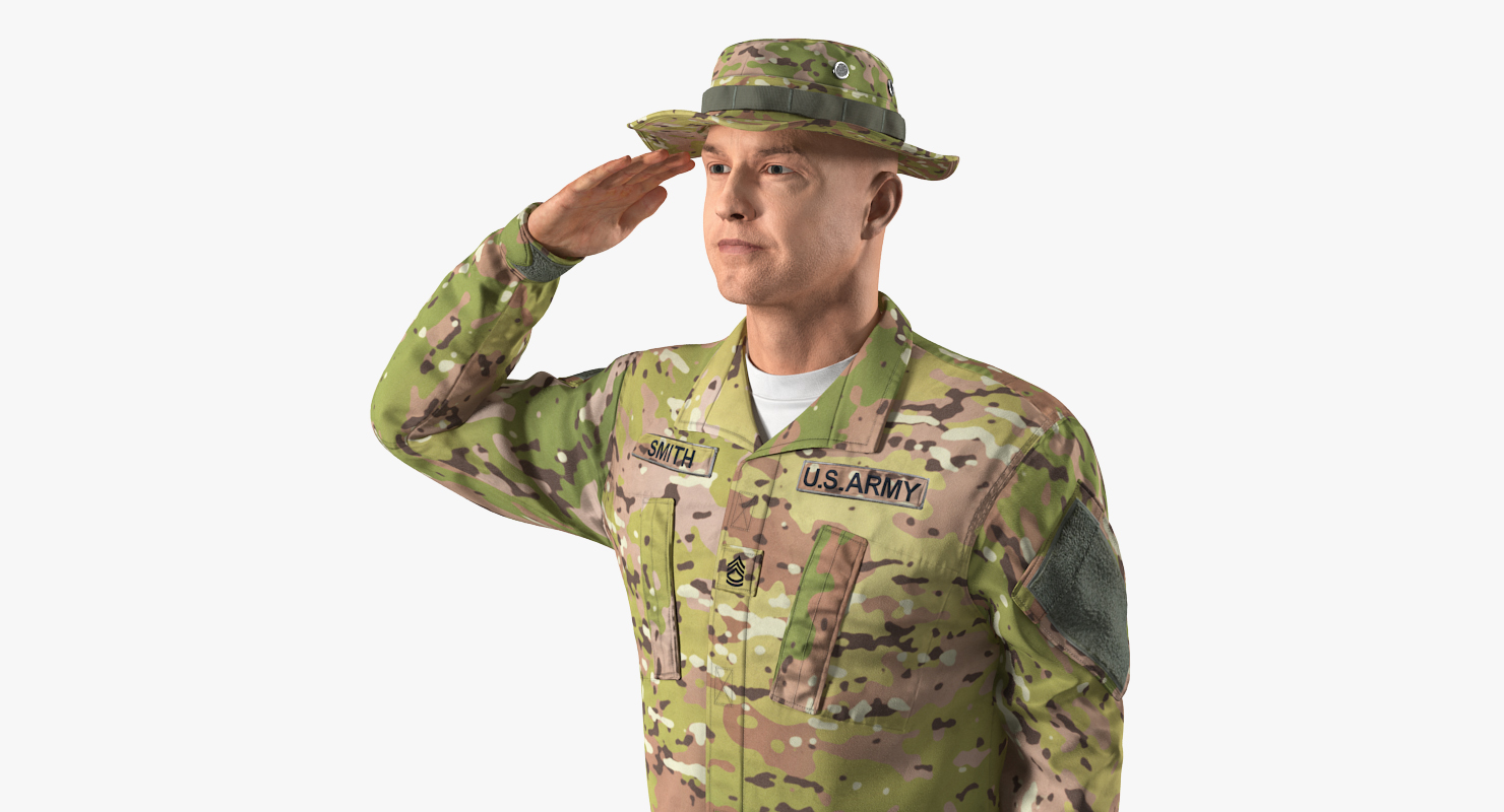 US Army Soldier Camo Saluting 3D model