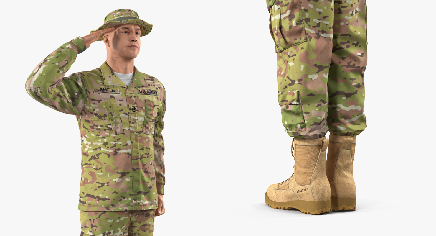 US Army Soldier Camo Saluting 3D model