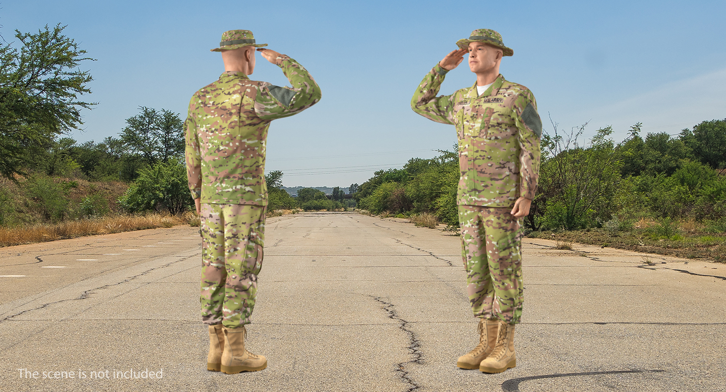 US Army Soldier Camo Saluting 3D model