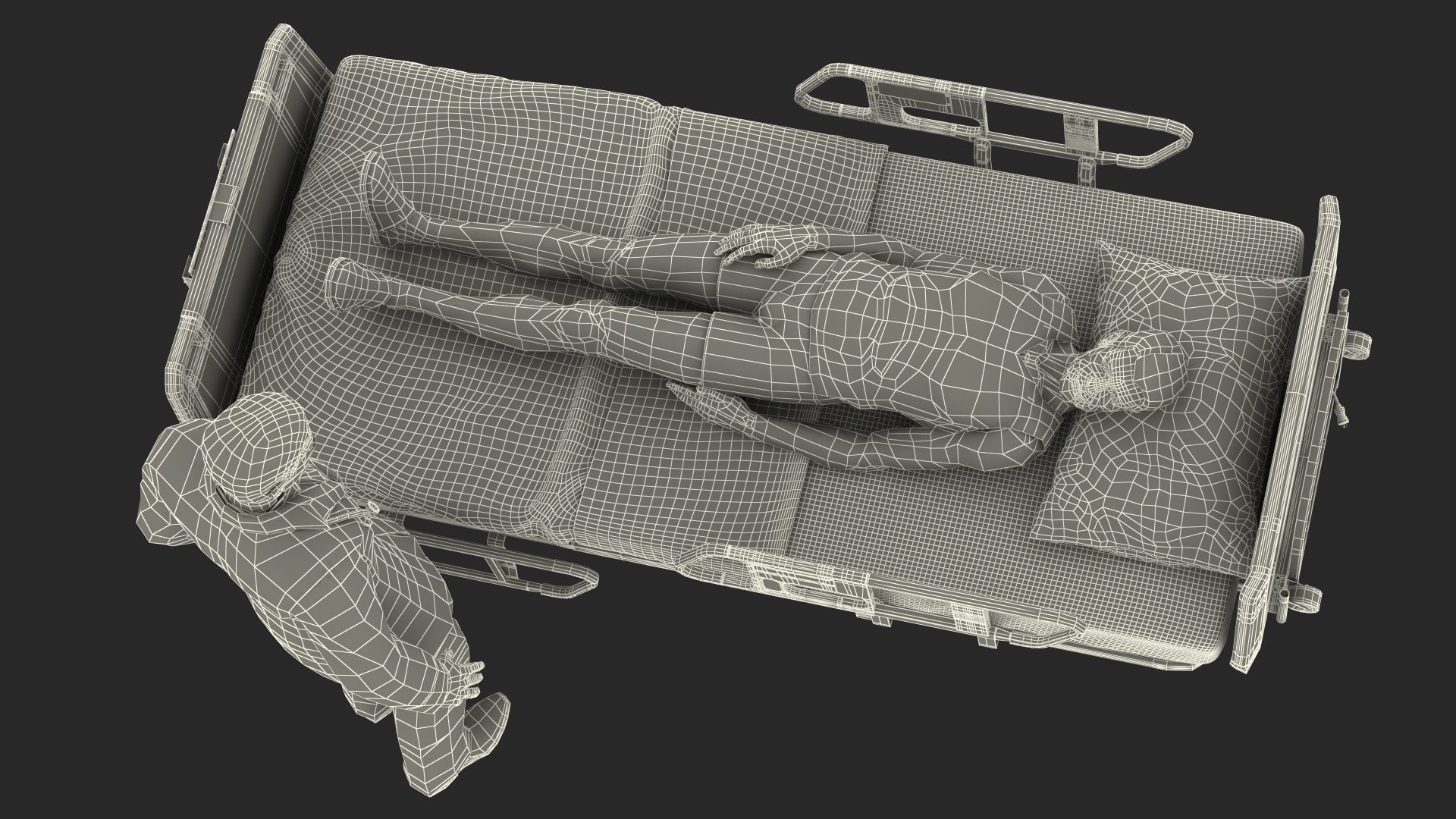 Patient on Hospital Bed And Doctor 3D model