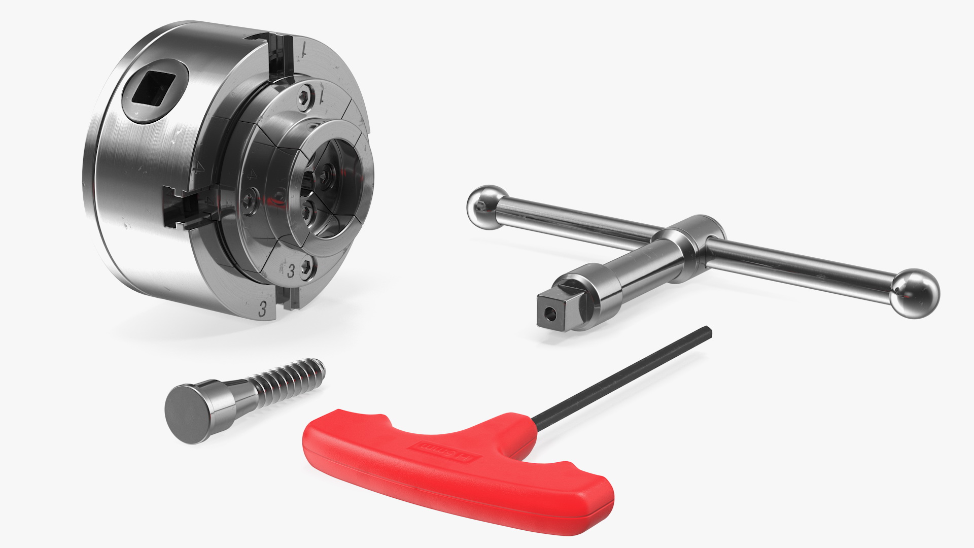 Self Centering Four Jaw Lathe Chuck Set 3D model