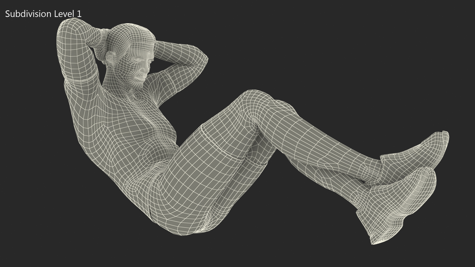 3D model Fitness Trainer doing Crunches