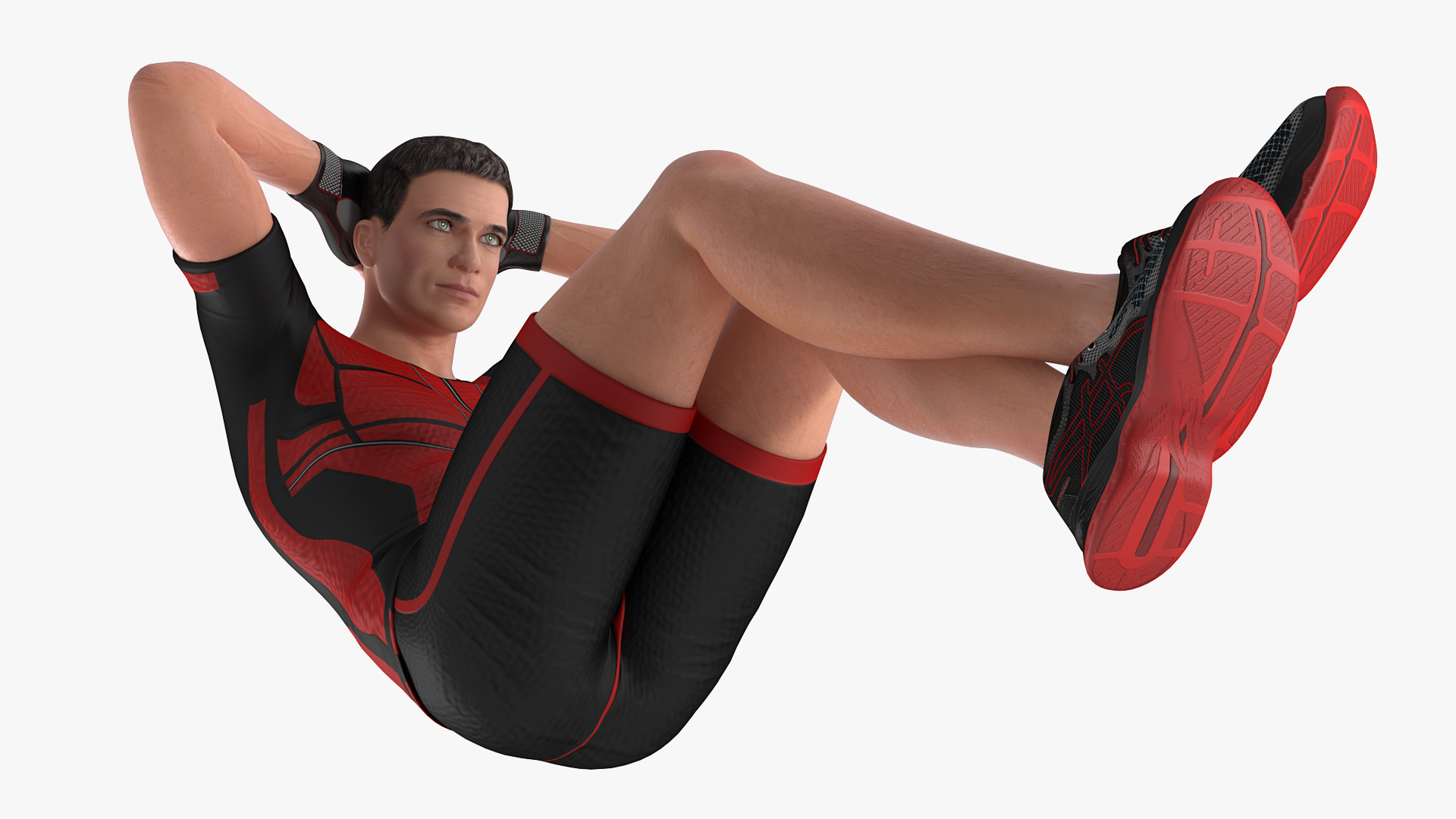 3D model Fitness Trainer doing Crunches