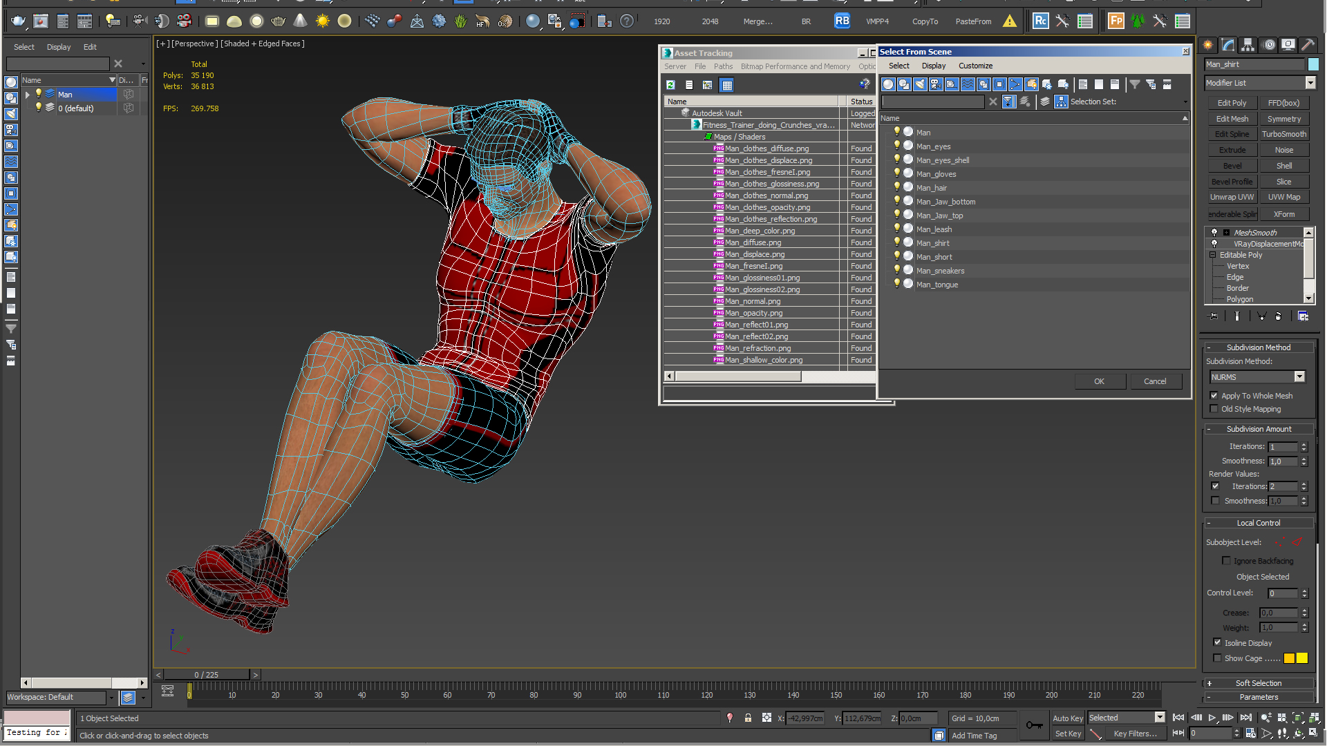 3D model Fitness Trainer doing Crunches