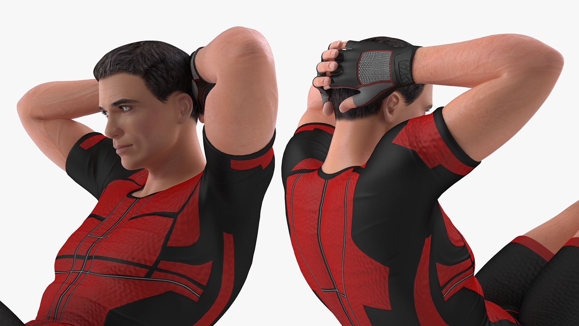 3D model Fitness Trainer doing Crunches