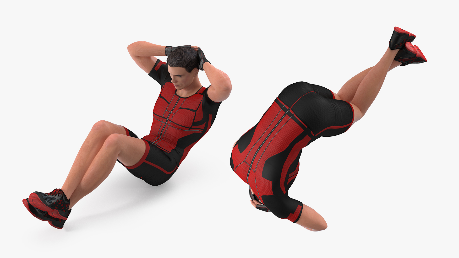 3D model Fitness Trainer doing Crunches