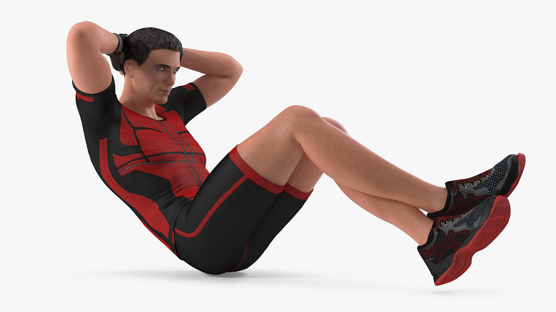 3D model Fitness Trainer doing Crunches