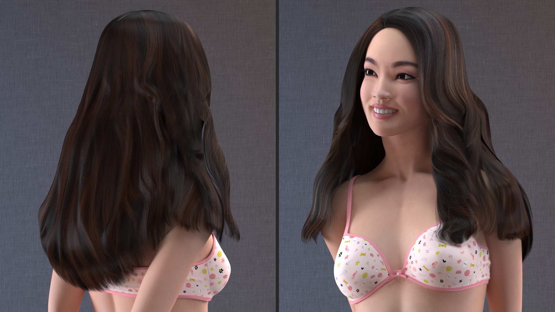 Chinese Woman Lingerie Flirty 3D model