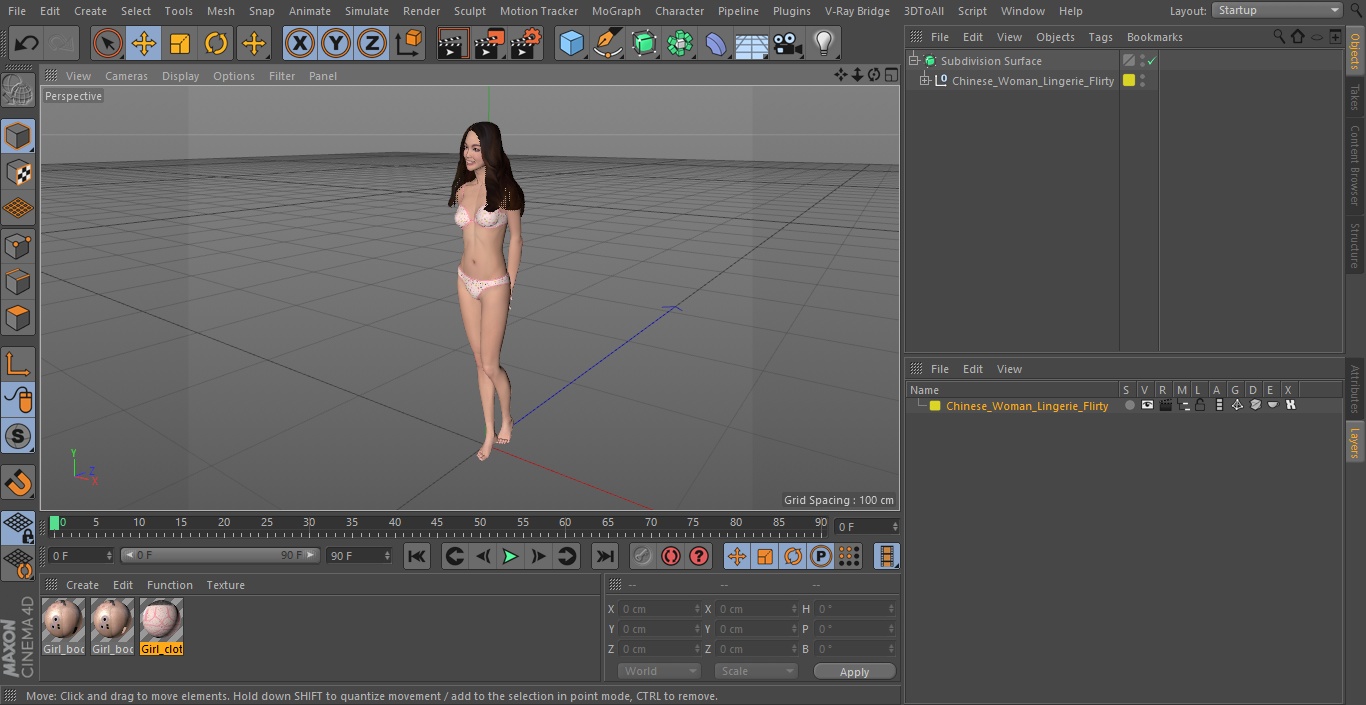 Chinese Woman Lingerie Flirty 3D model