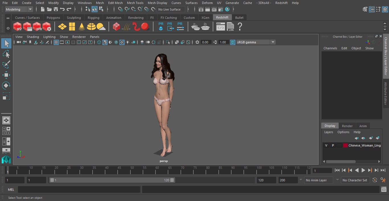 Chinese Woman Lingerie Flirty 3D model