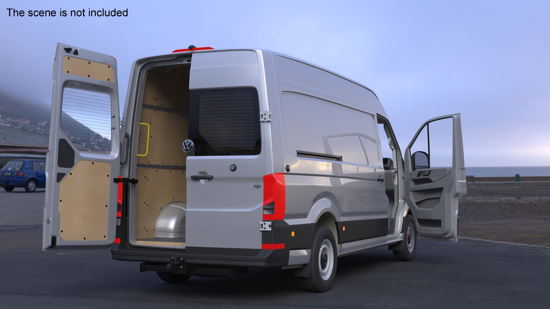 3D model Volkswagen Crafter Van 2024 Silver Metallic Rigged