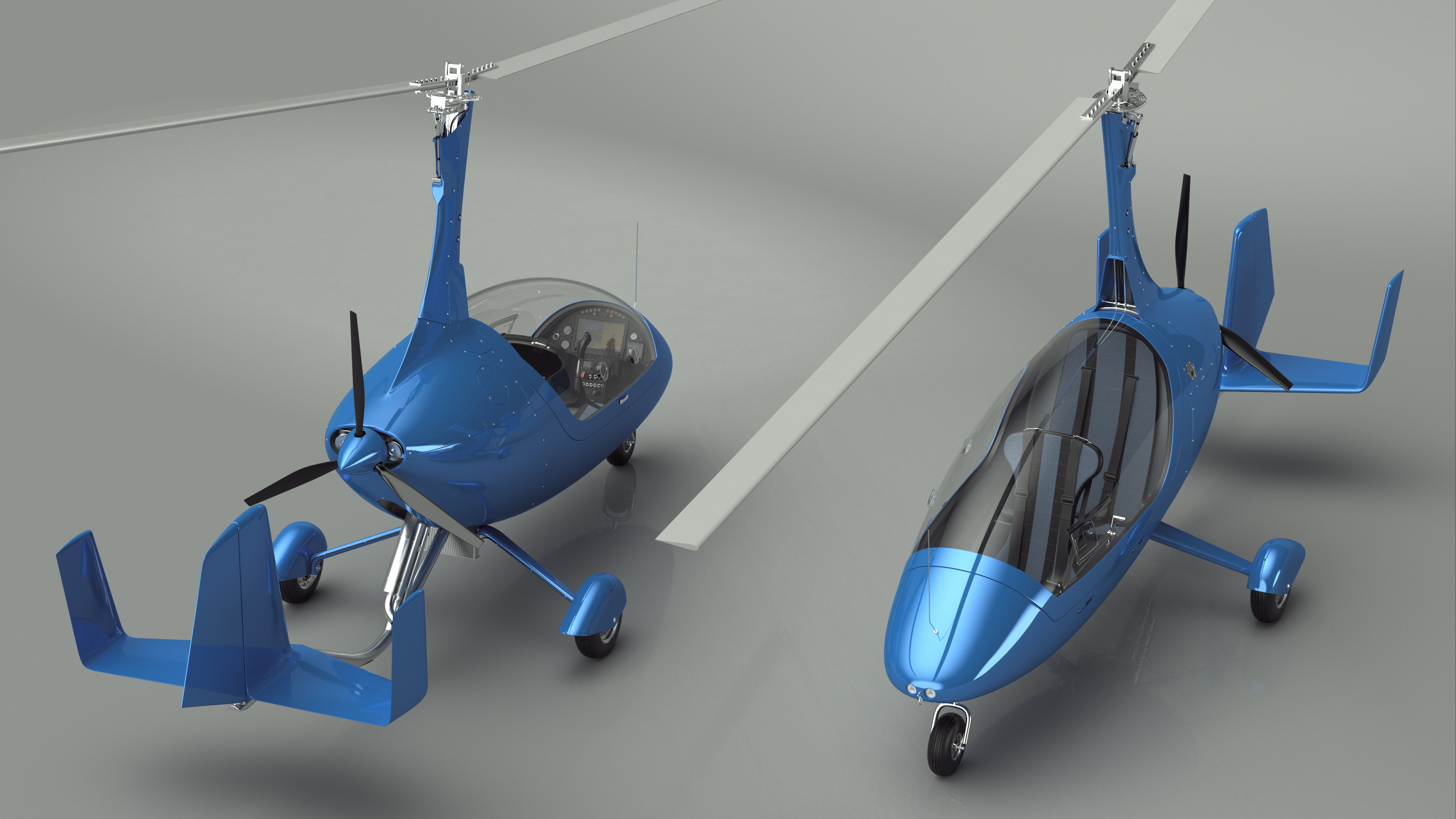 Rotorcraft Autogyro Blue 3D model