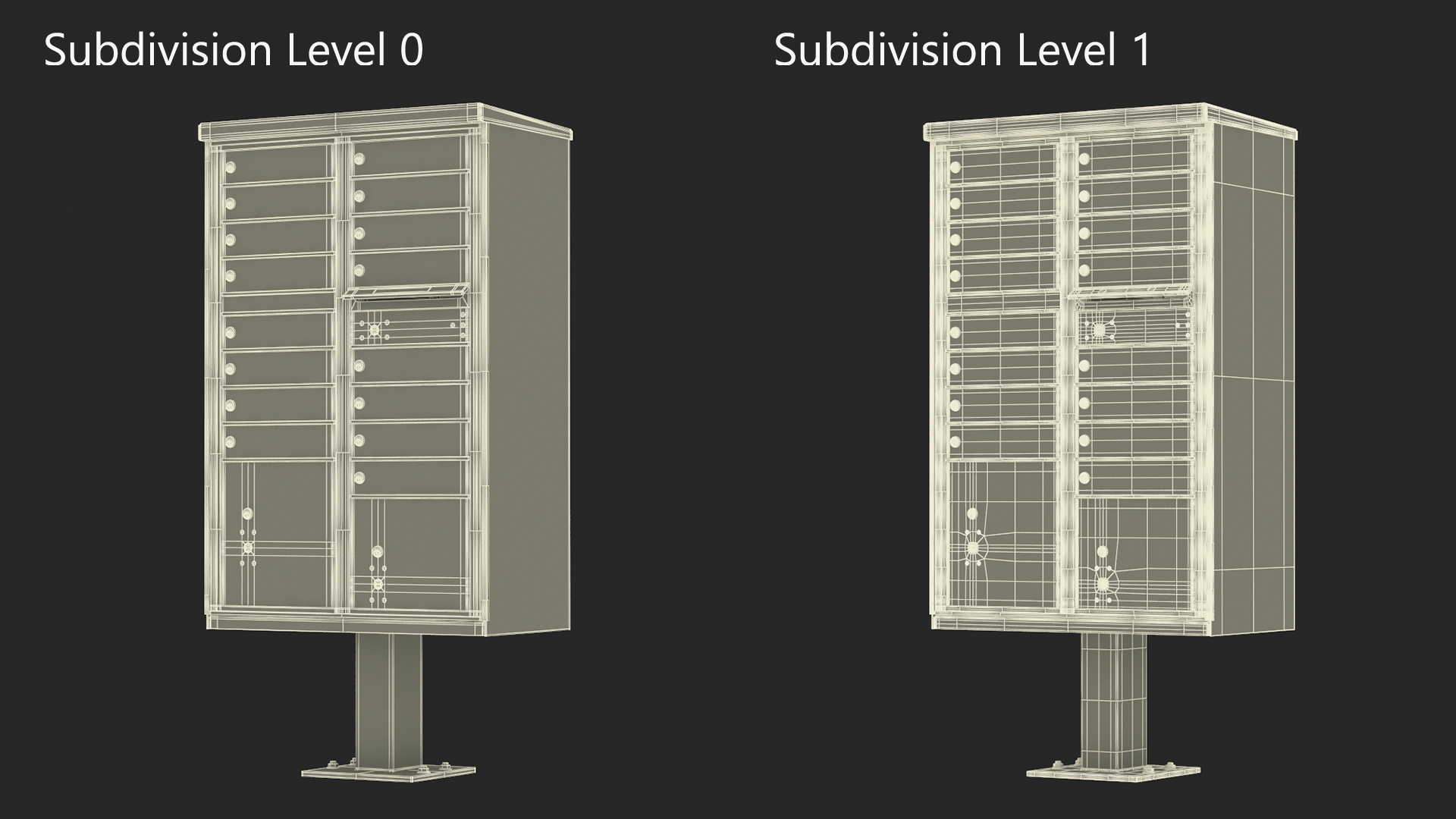 3D Black Sixteen Door Parcel Cluster Mailbox