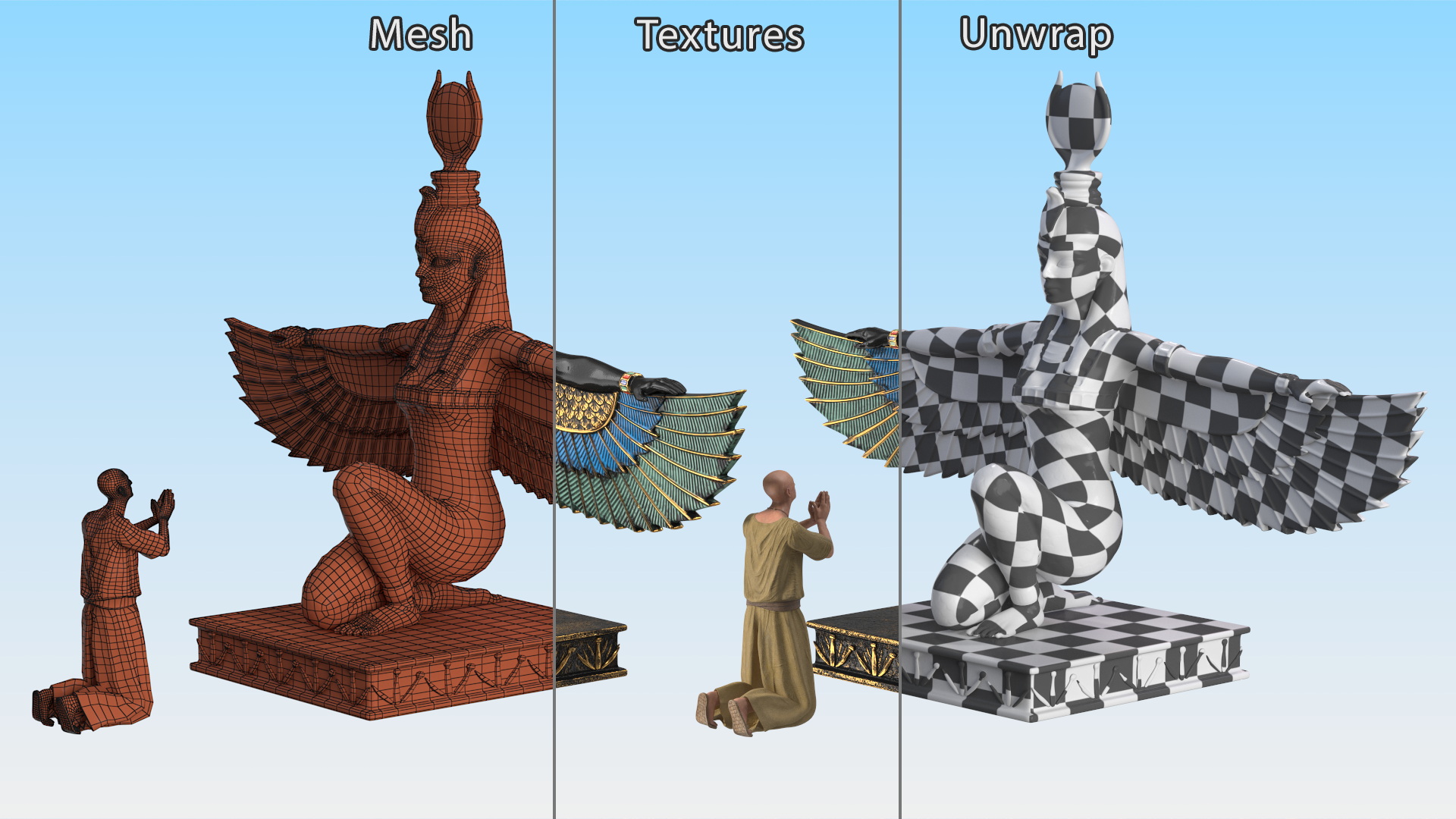 Ancient Priest Worships the Egyptian Goddess Isis 3D model