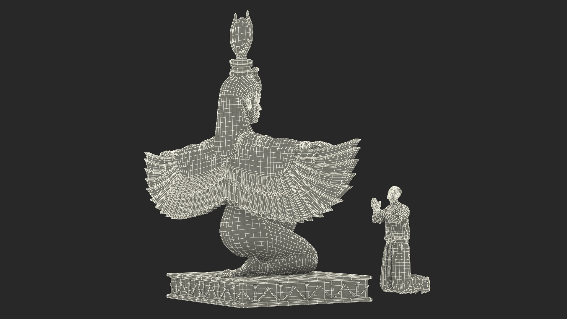 Ancient Priest Worships the Egyptian Goddess Isis 3D model