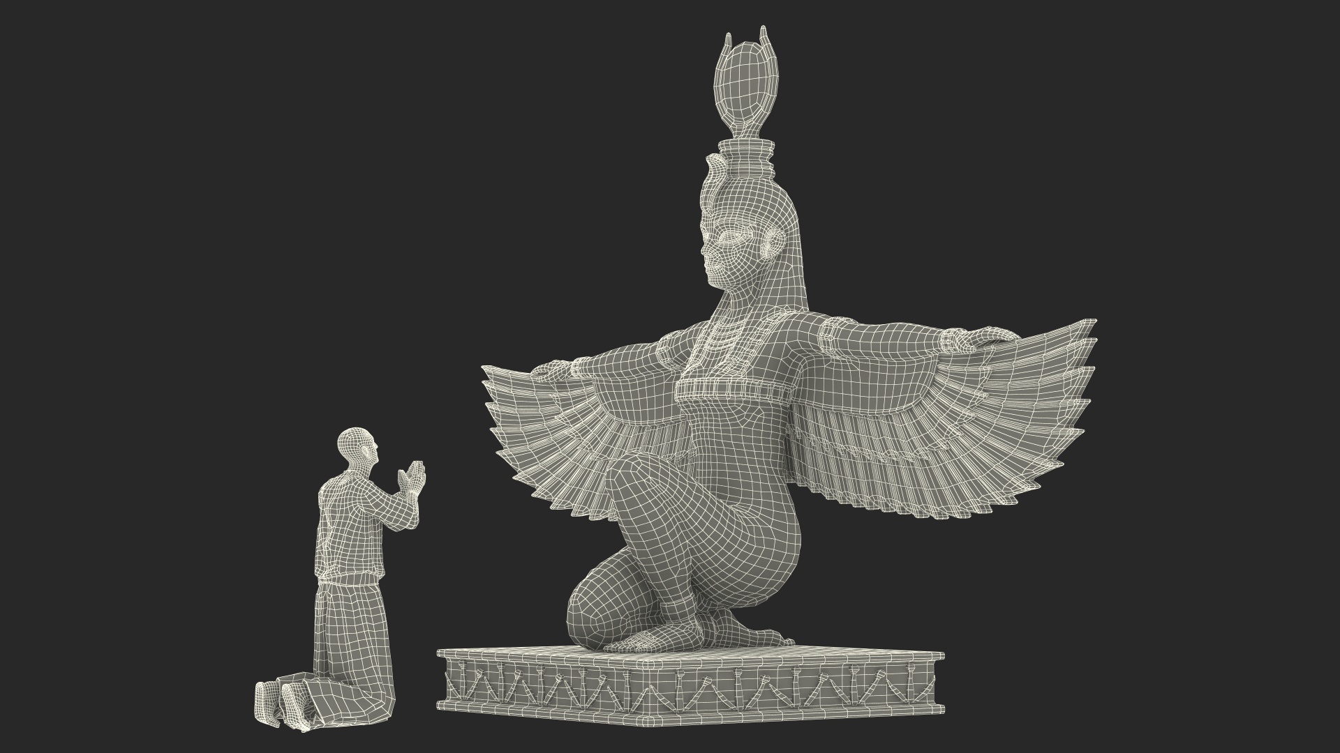 Ancient Priest Worships the Egyptian Goddess Isis 3D model