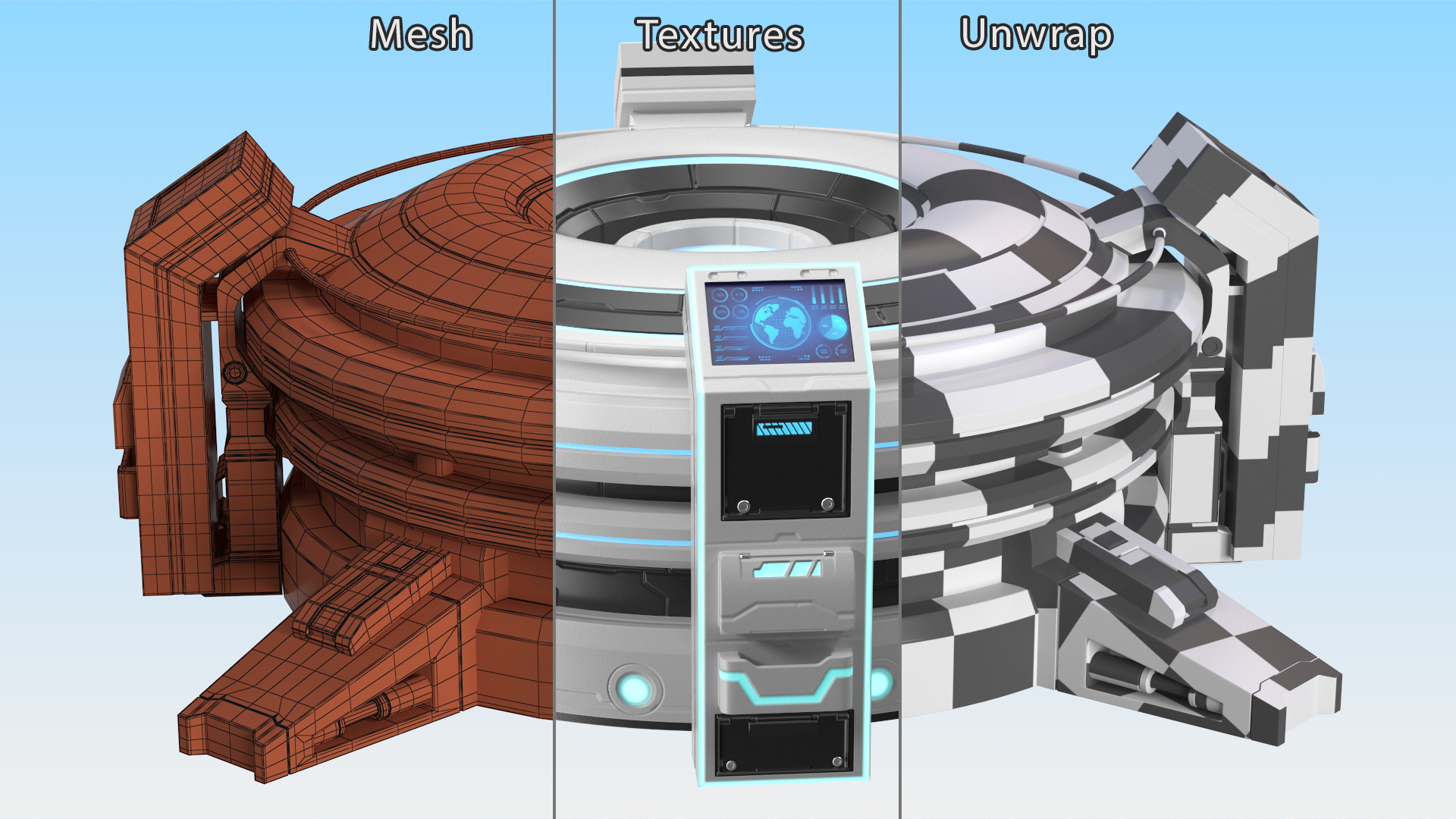 Futuristic Control Panel for Planet Exploration 3D