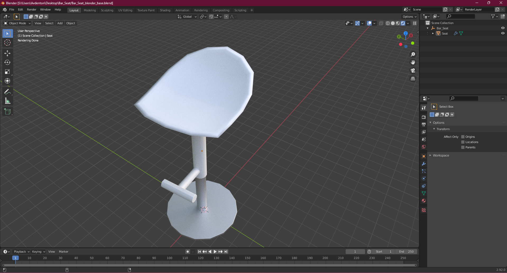 3D model Bar Seat