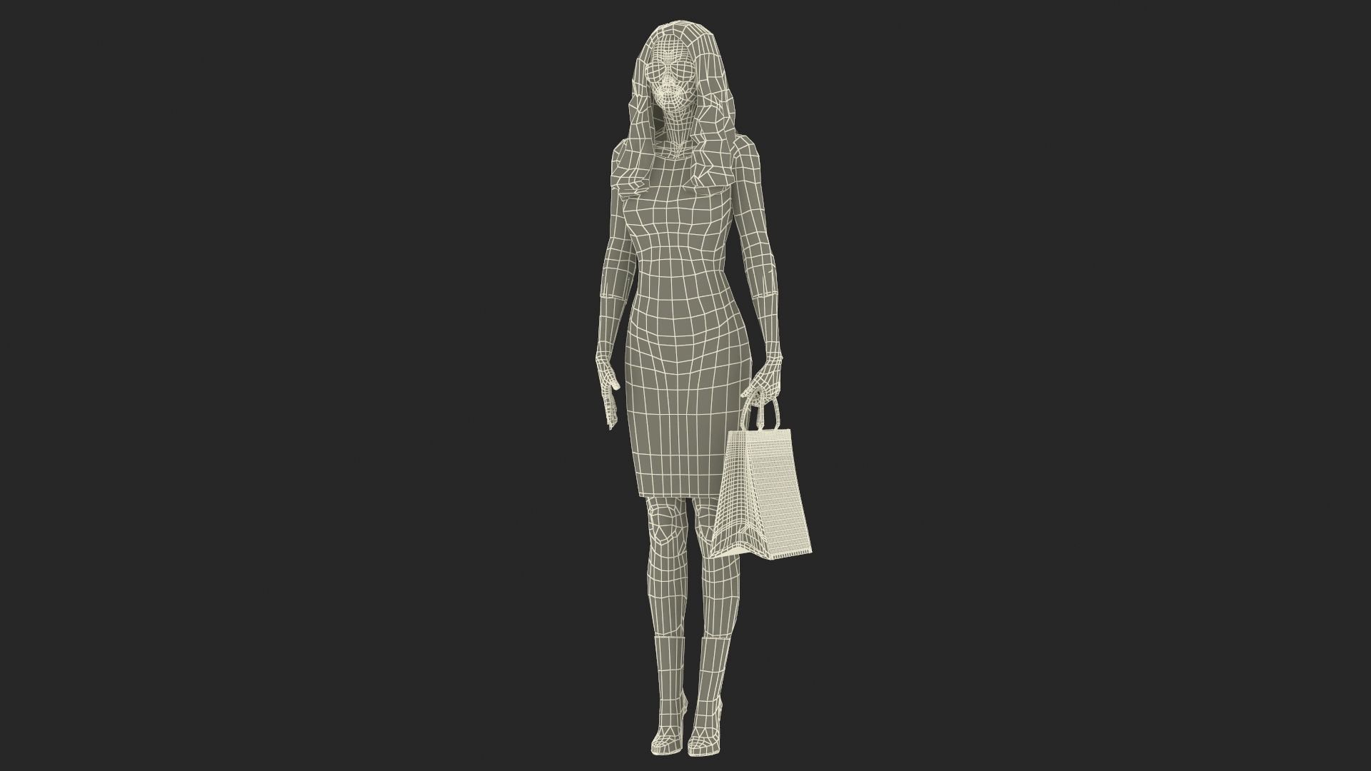 Lady with Dior Ecru and Blue Tote Bag 3D