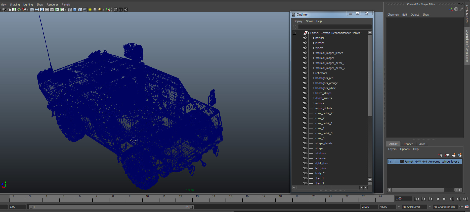 3D Fennek KMW 4x4 Armoured Vehicle