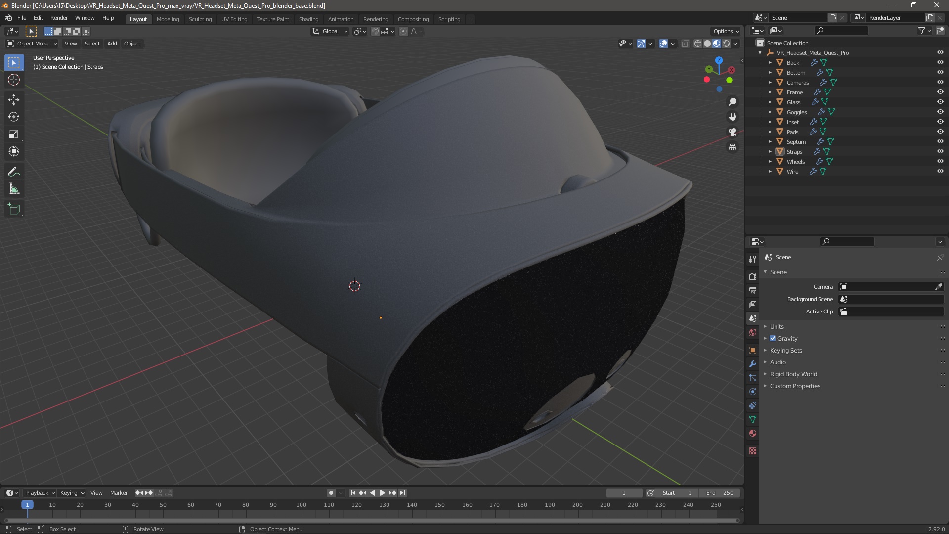 3D model VR Headset Meta Quest Pro