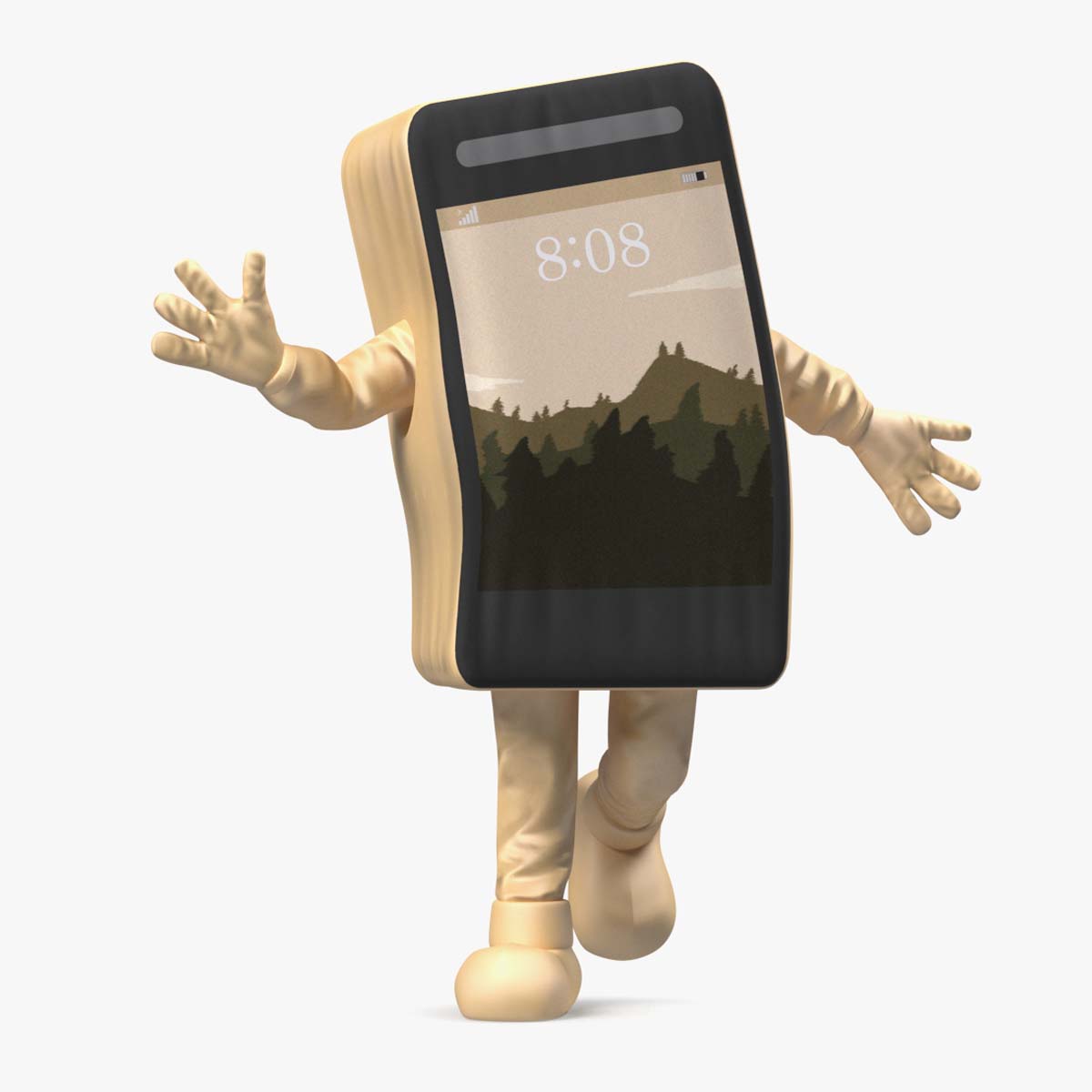 3D Phone Costume Character Golden Rigged for Maya