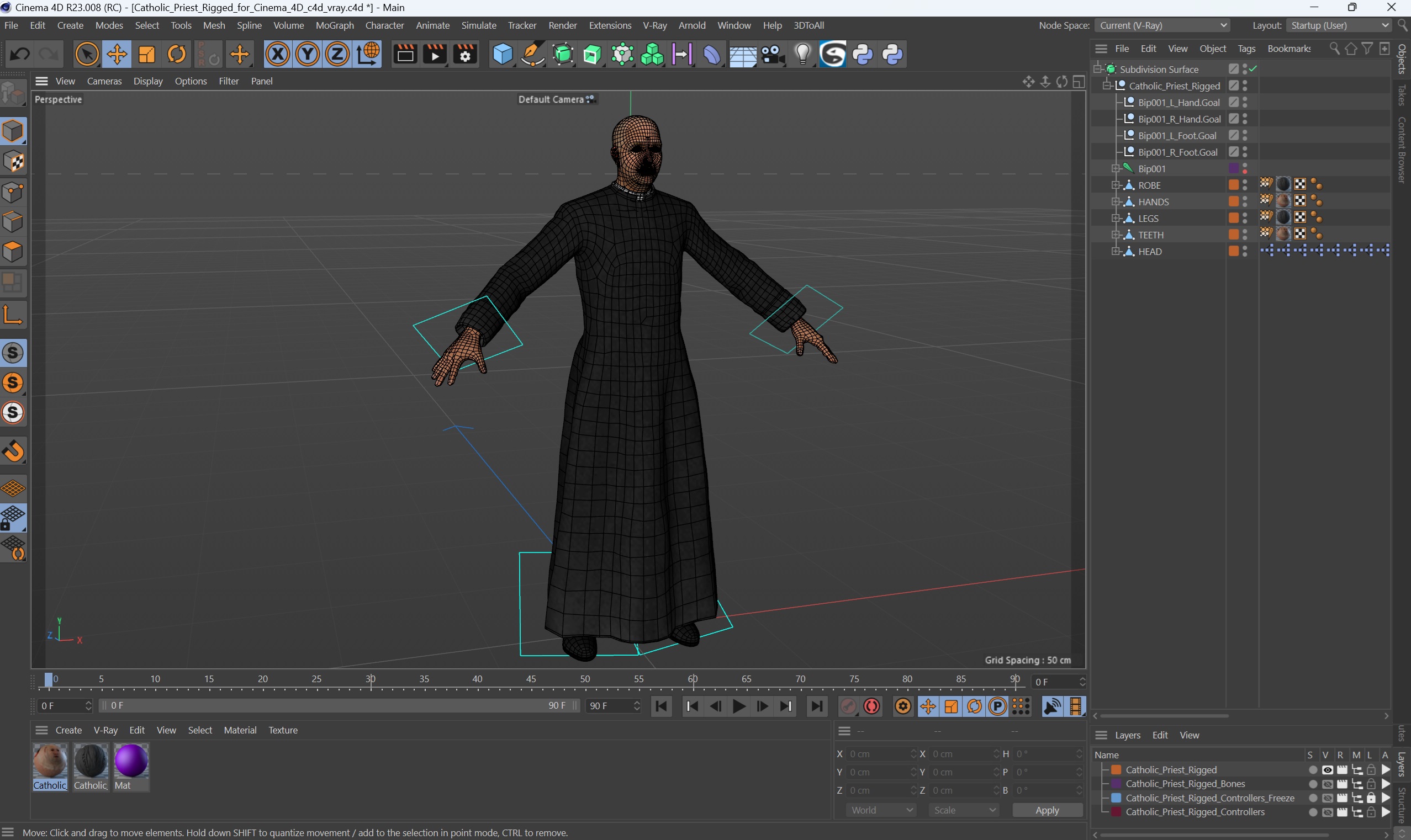 3D Catholic Priest Rigged for Cinema 4D