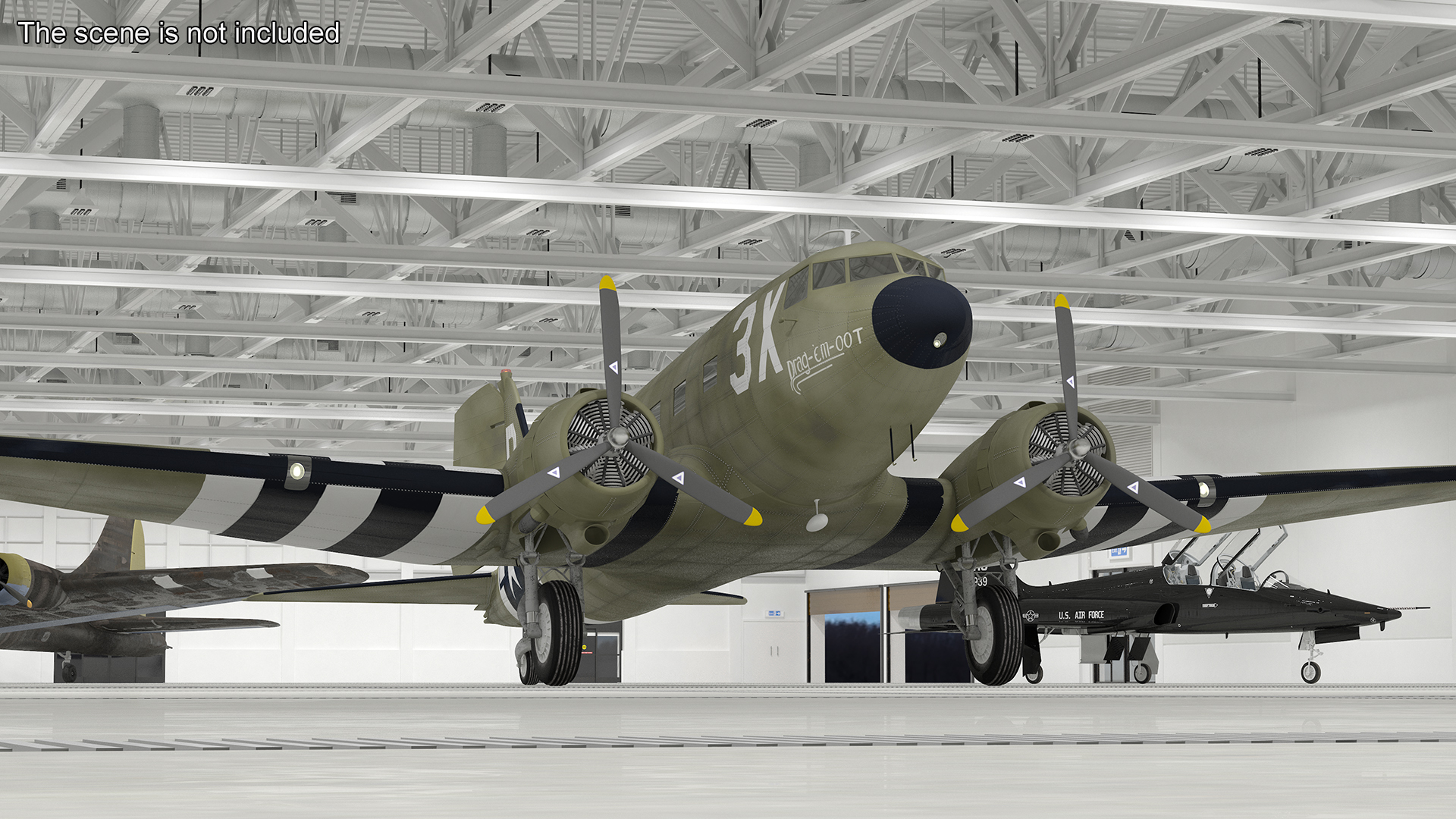 WWII Douglas C-47 Skytrain Rigged for Cinema 4D 3D