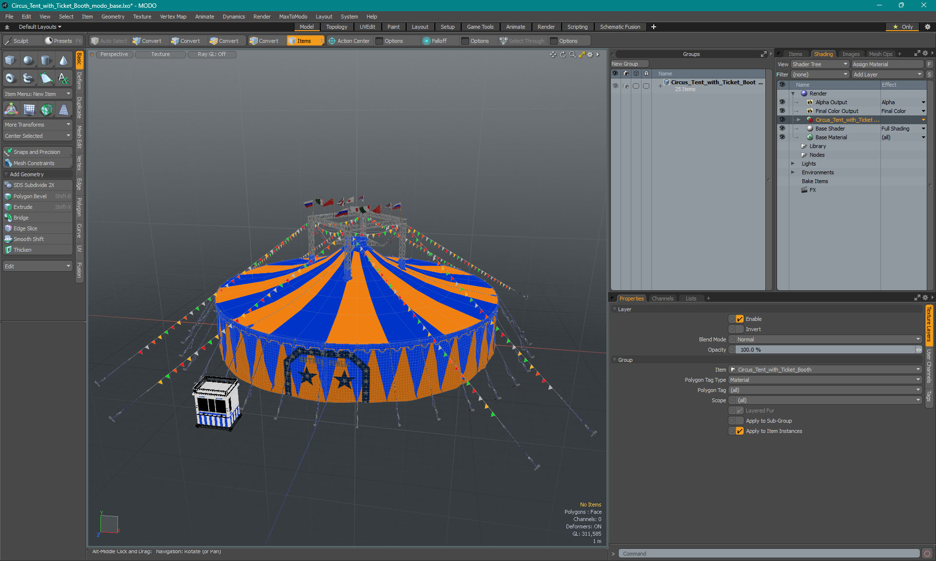 Circus Tent with Ticket Booth 3D model