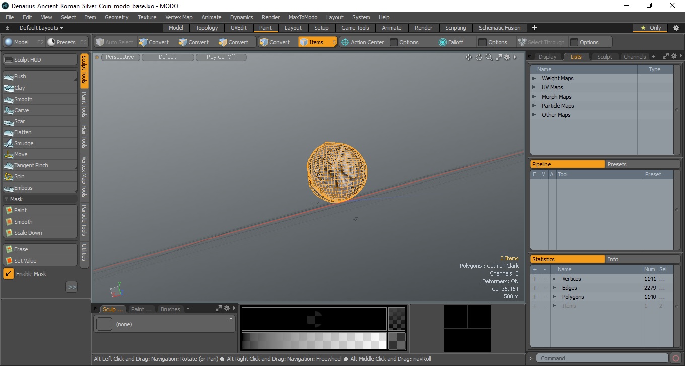 Denarius Ancient Roman Silver Coin 3D model