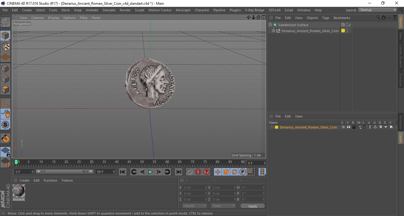 Denarius Ancient Roman Silver Coin 3D model