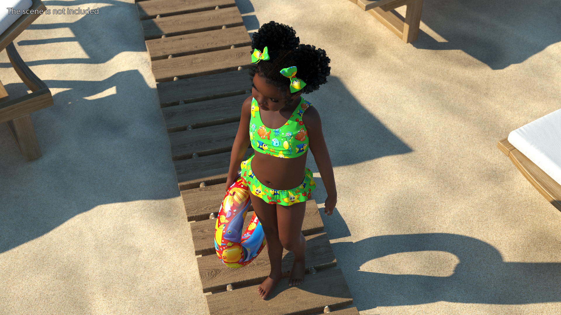 Black Child Girl Beach Style Rigged for Cinema 4D 3D model