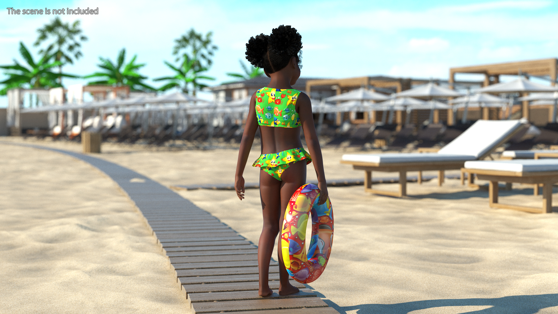 Black Child Girl Beach Style Rigged for Modo 3D model