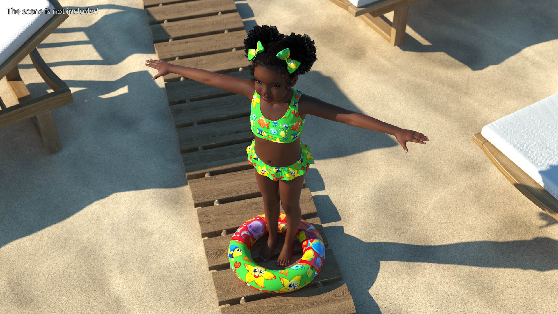 Black Child Girl Beach Style Rigged for Modo 3D model