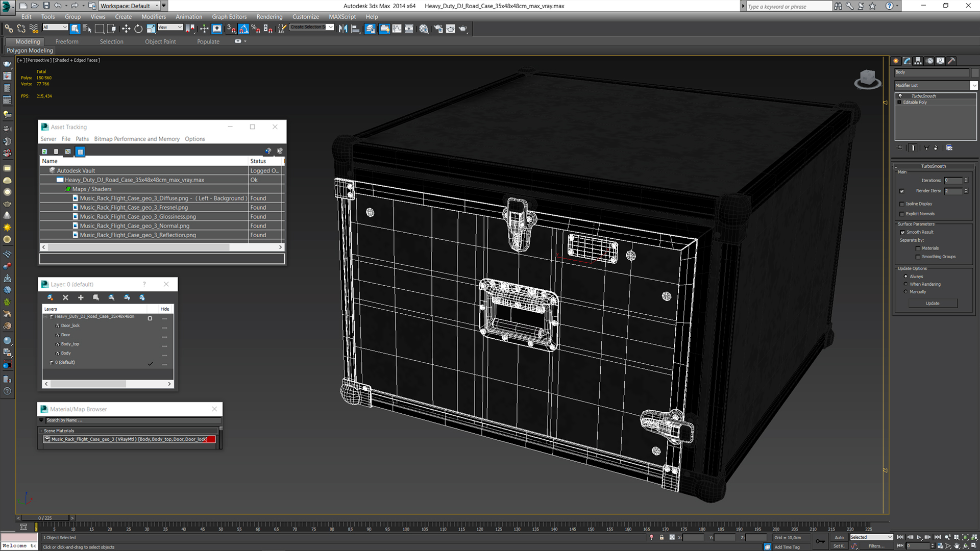 Heavy Duty DJ Road Case 35x48x48cm 3D model