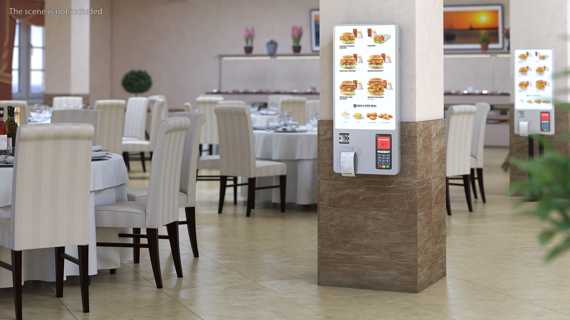 3D Restaurant Self Ordering Kiosk Wall Mounted model