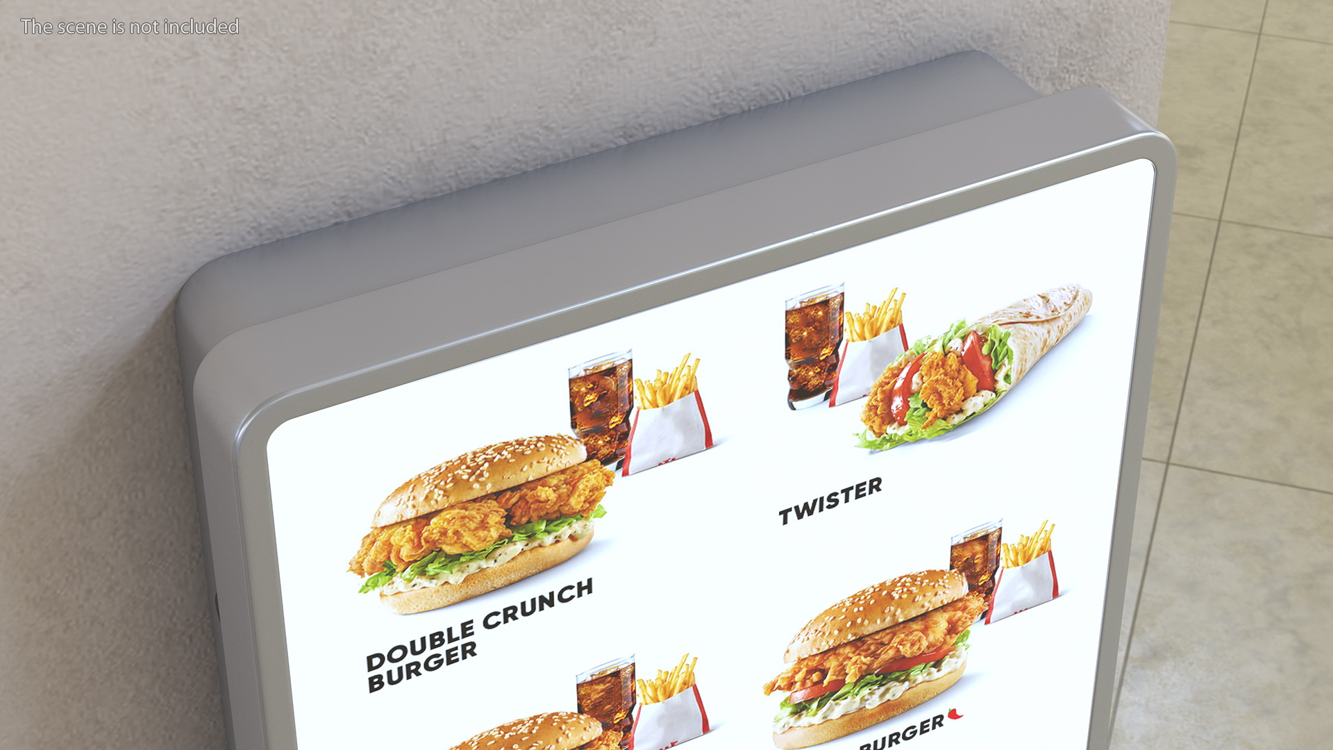 3D Restaurant Self Ordering Kiosk Wall Mounted model