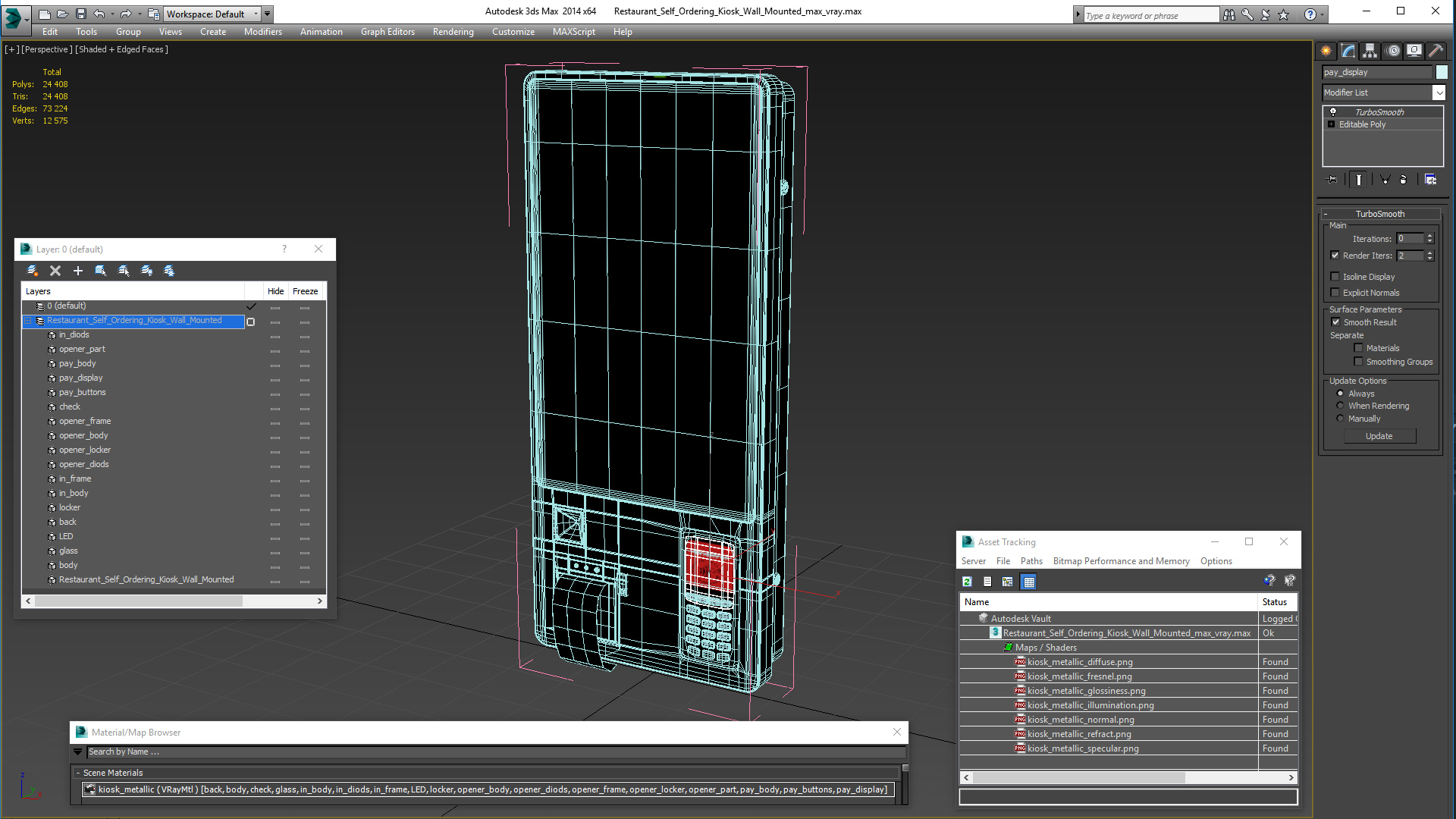 3D Restaurant Self Ordering Kiosk Wall Mounted model