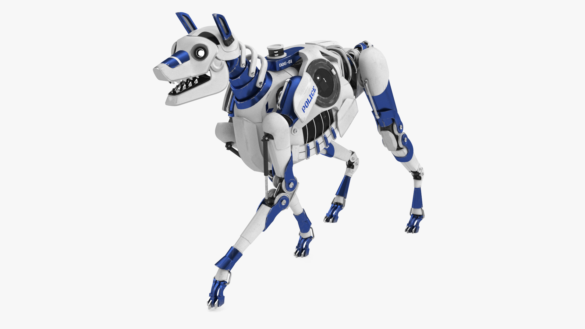 3D model Futuristic Police Robot Dog Walking Pose