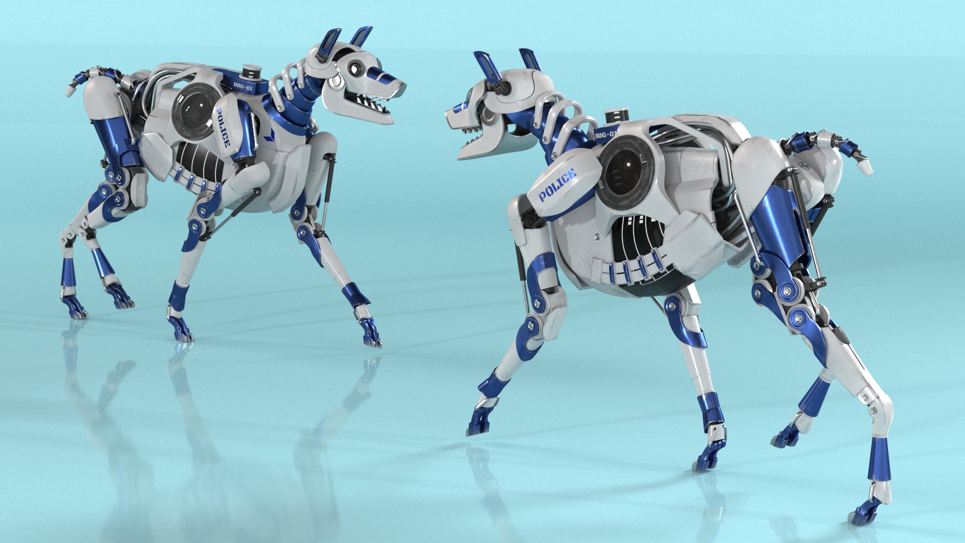 3D model Futuristic Police Robot Dog Walking Pose