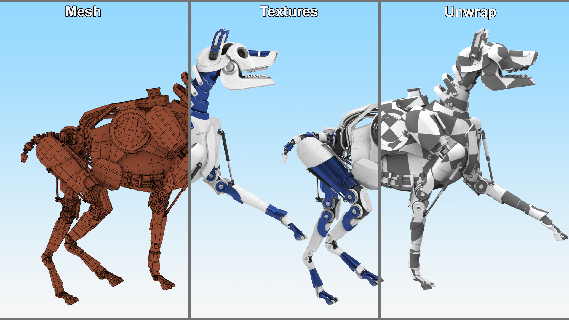 3D model Futuristic Police Robot Dog Walking Pose