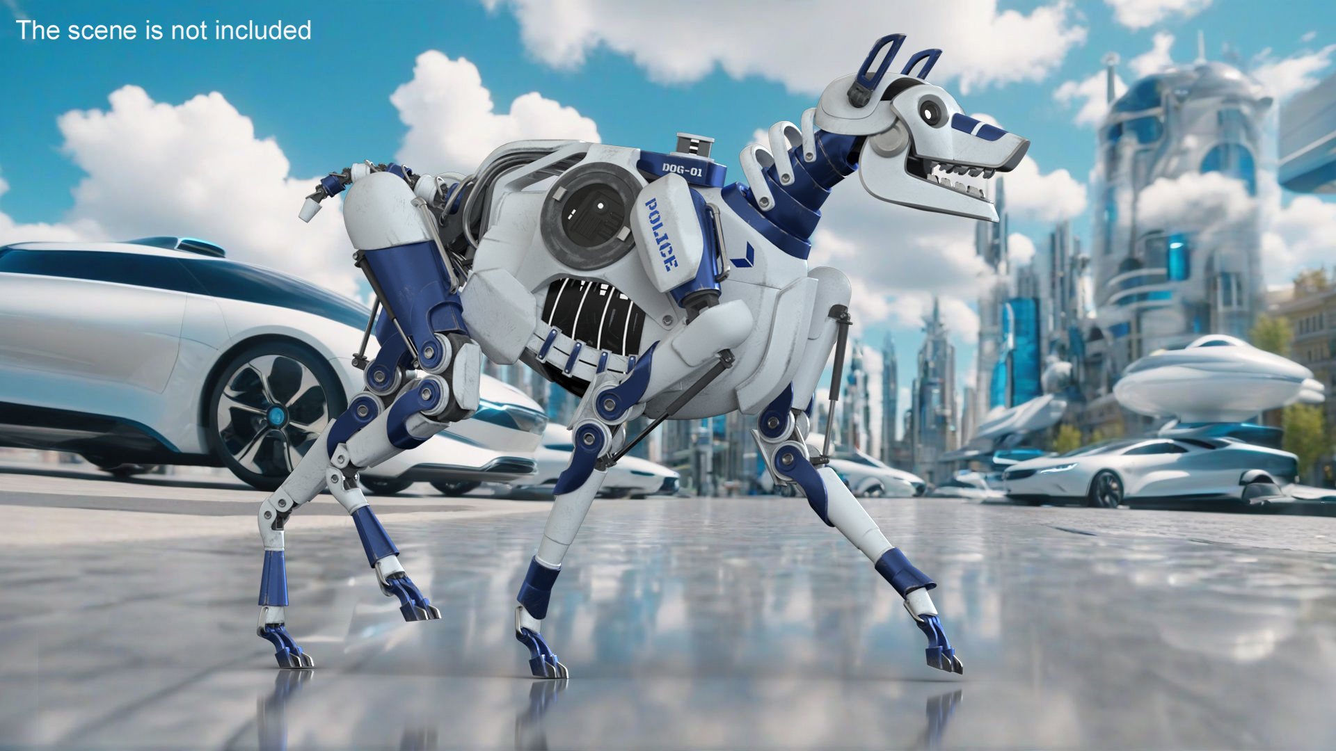 3D model Futuristic Police Robot Dog Walking Pose