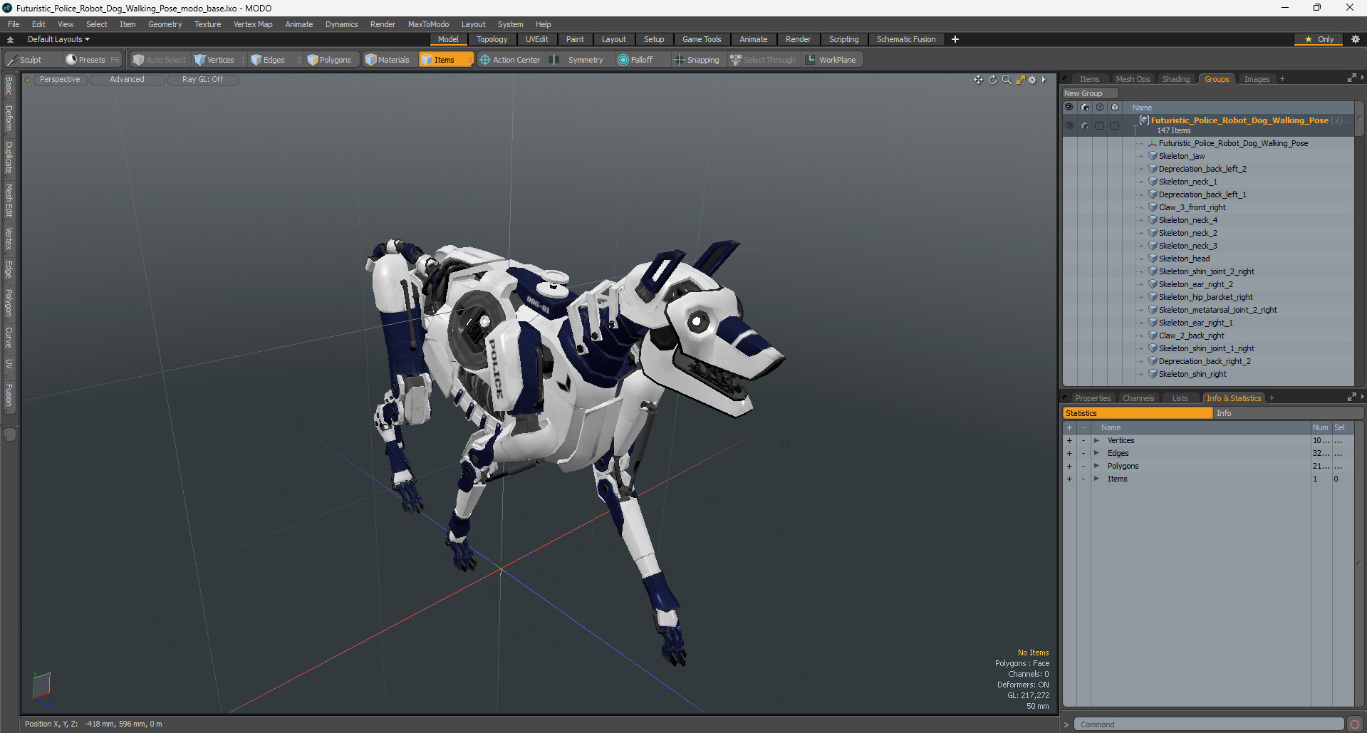 3D model Futuristic Police Robot Dog Walking Pose