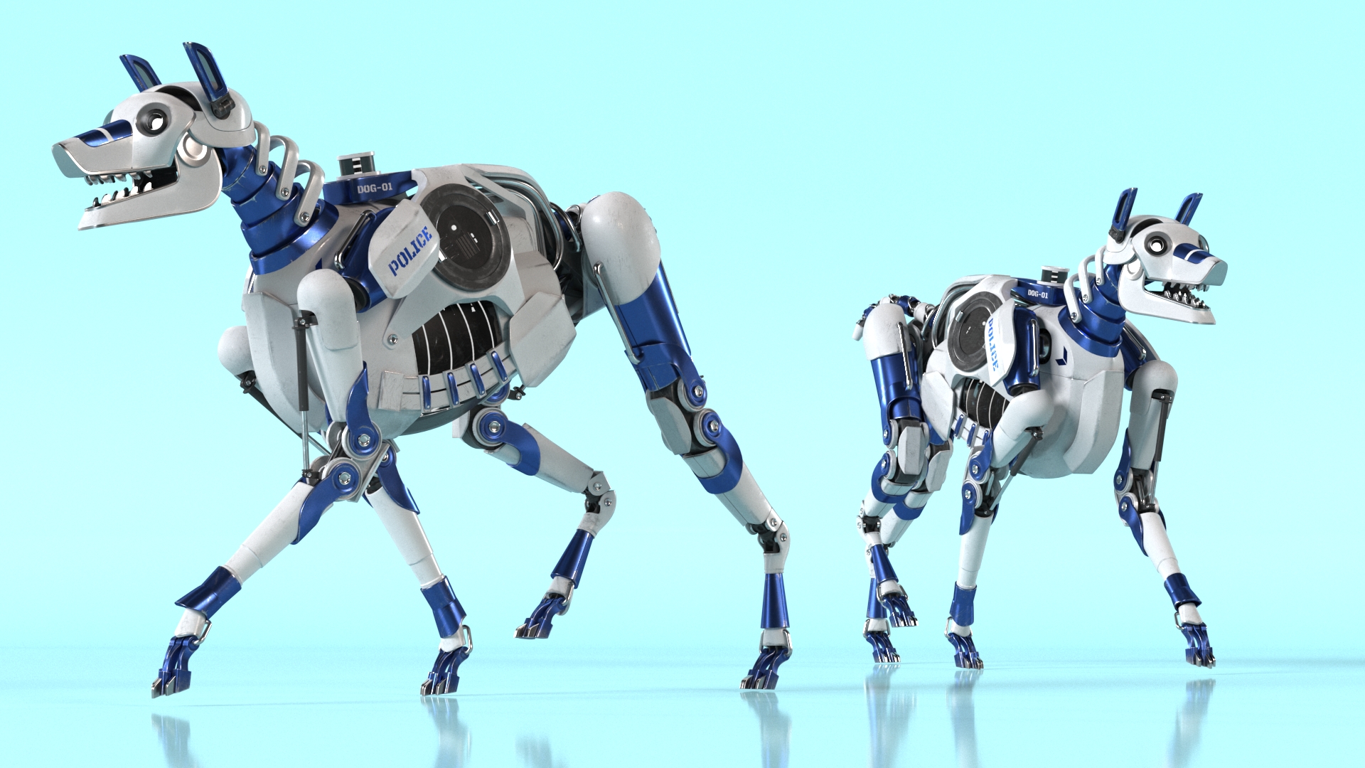 3D model Futuristic Police Robot Dog Walking Pose