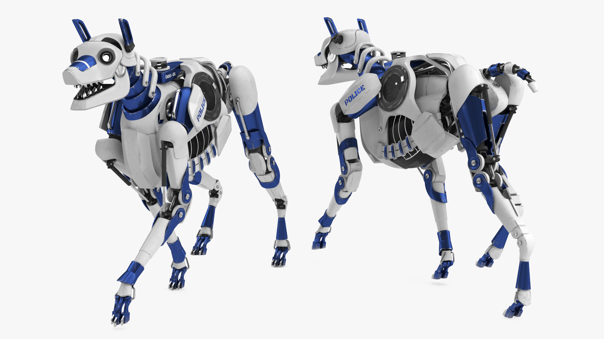 3D model Futuristic Police Robot Dog Walking Pose