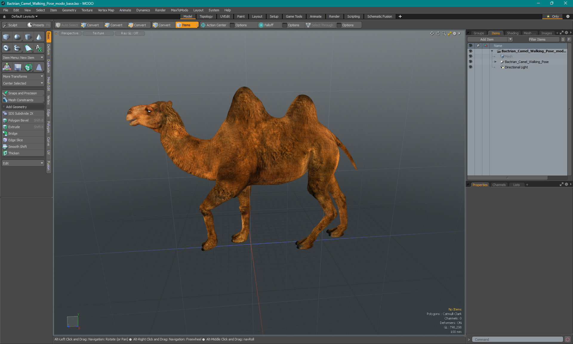 Bactrian Camel Walking Pose 3D