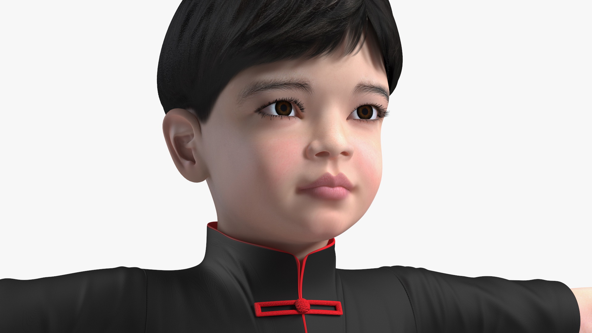 3D model Asian Child Boy Kung Fu Pose T-pose