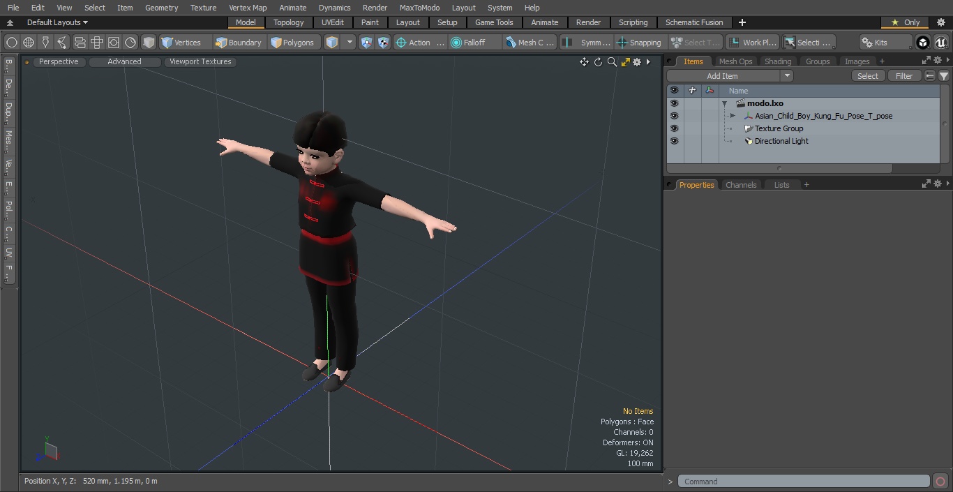 3D model Asian Child Boy Kung Fu Pose T-pose