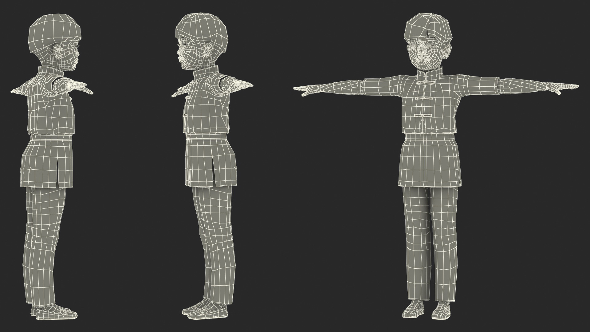 3D model Asian Child Boy Kung Fu Pose T-pose